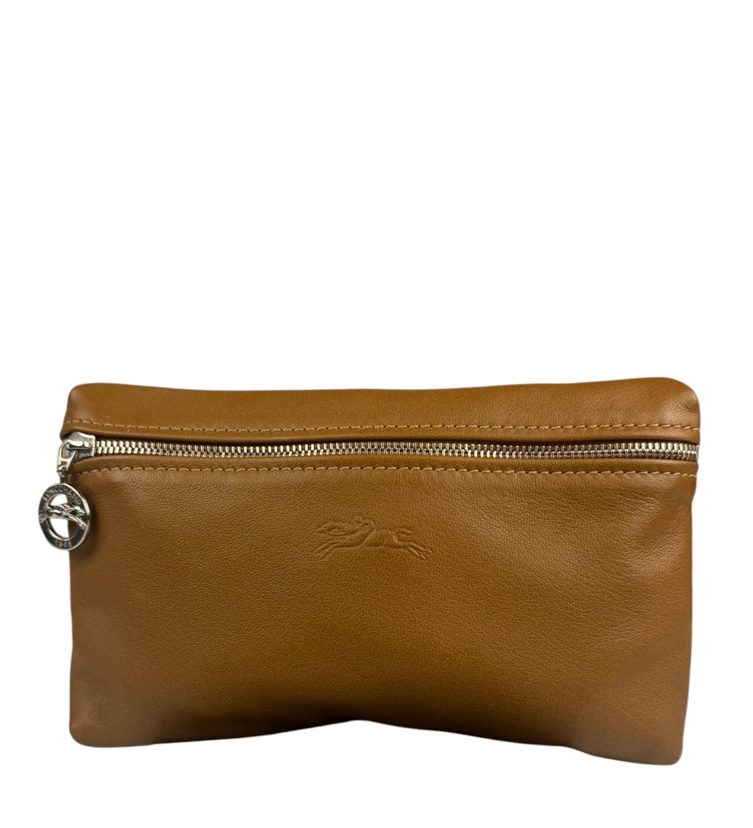 Longchamp Camel Leather Cosmetic Pouch
