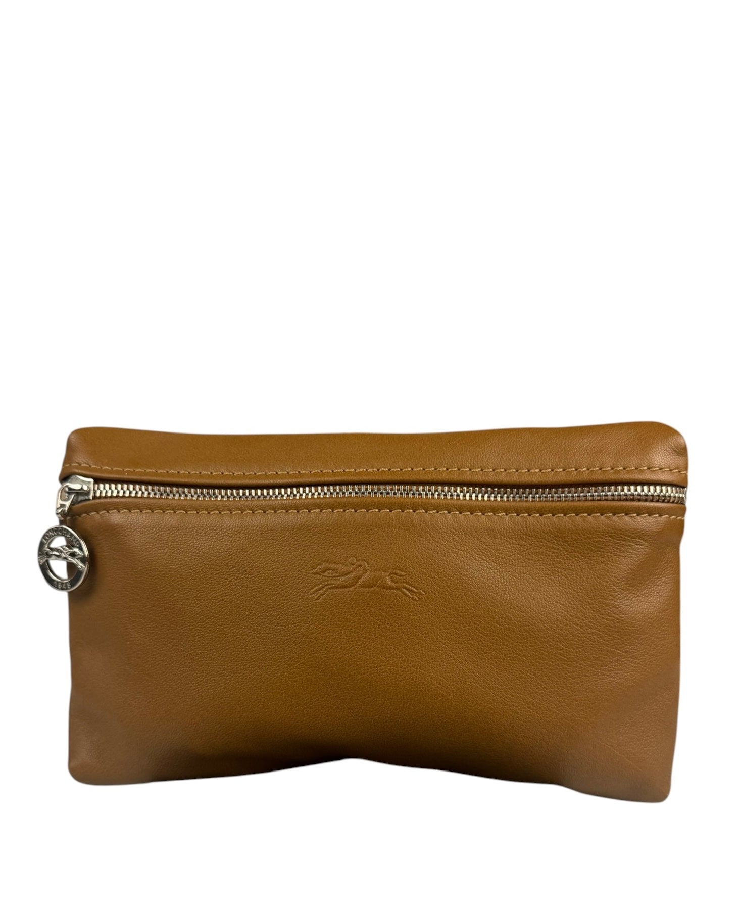 Longchamp Camel Leather Cosmetic Pouch