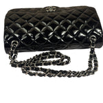 Chanel Black Quilted Patent Leather Double Flap Bag 2011