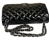 Chanel Black Quilted Patent Leather Double Flap Bag 2011