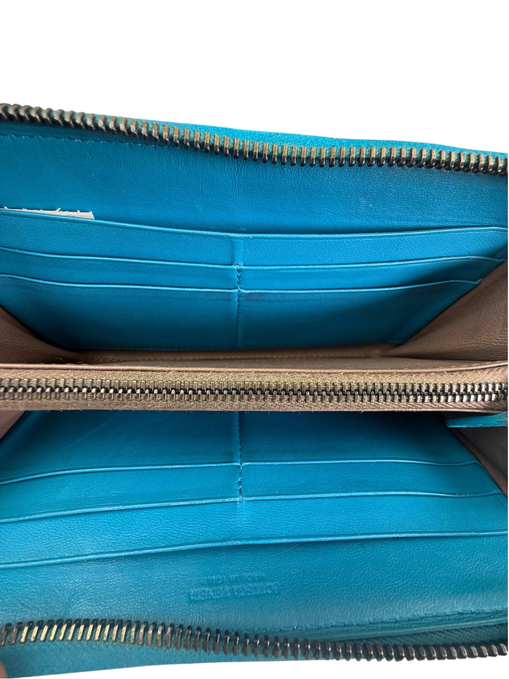 Bottega Veneta Blue Intrecciato Zip Around Long Wallet