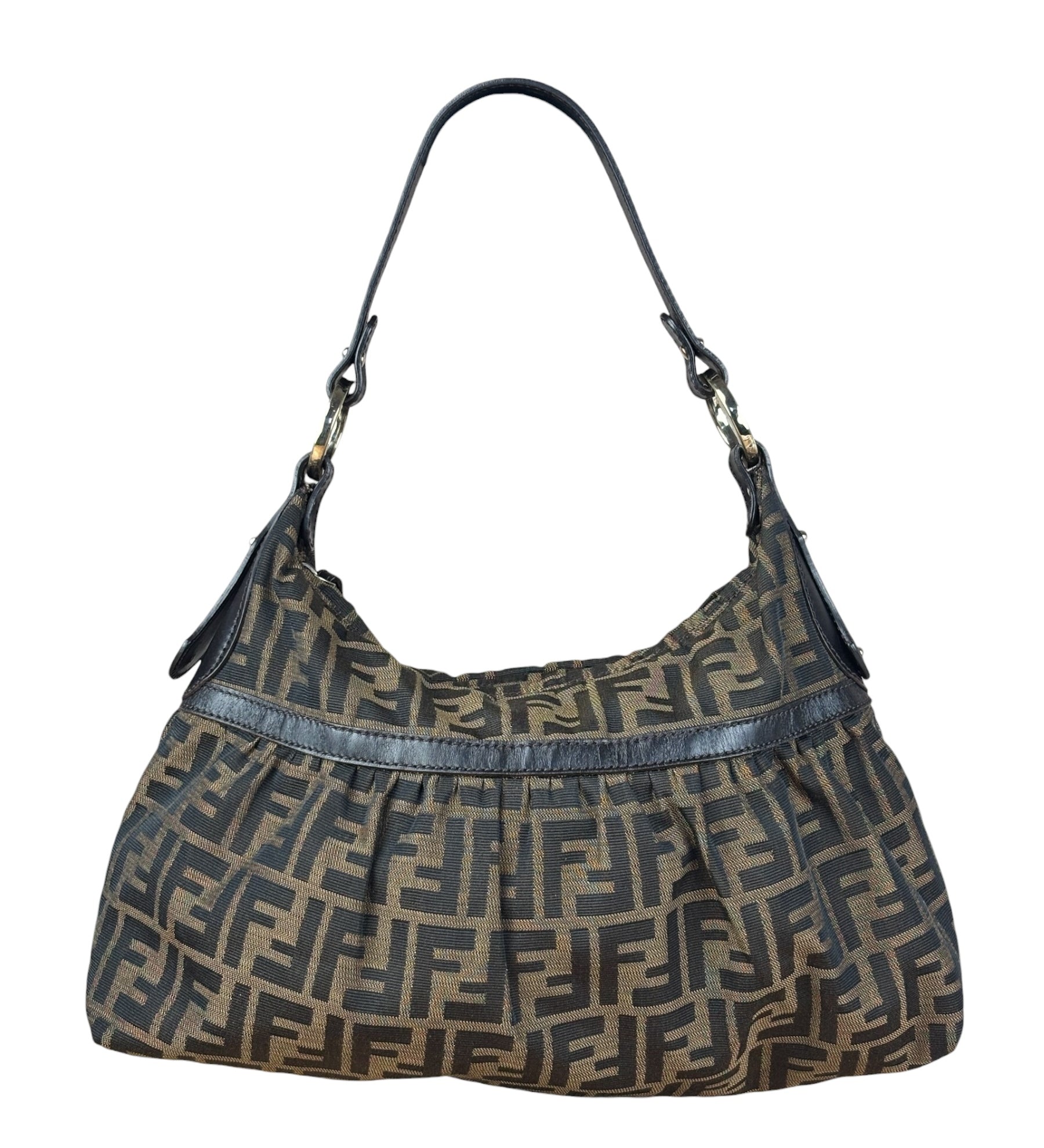 Fendi Vintage Dark Brown Zucca Chef Hobo Bag