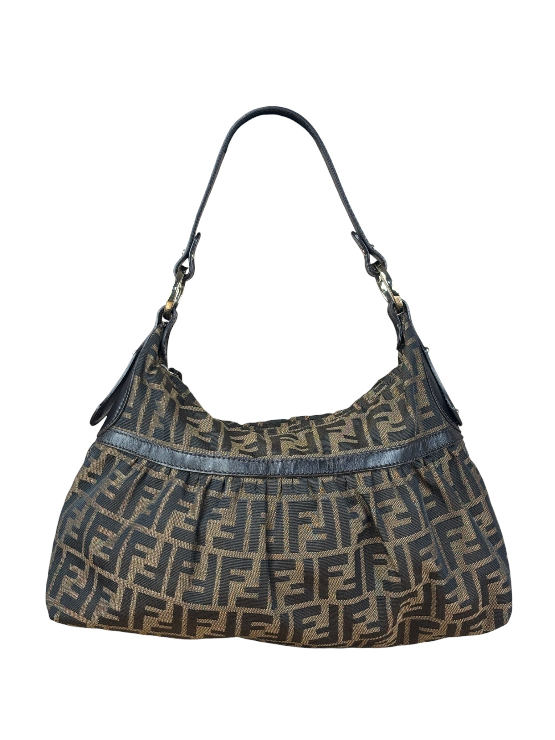 Fendi Vintage Dark Brown Zucca Chef Hobo Bag