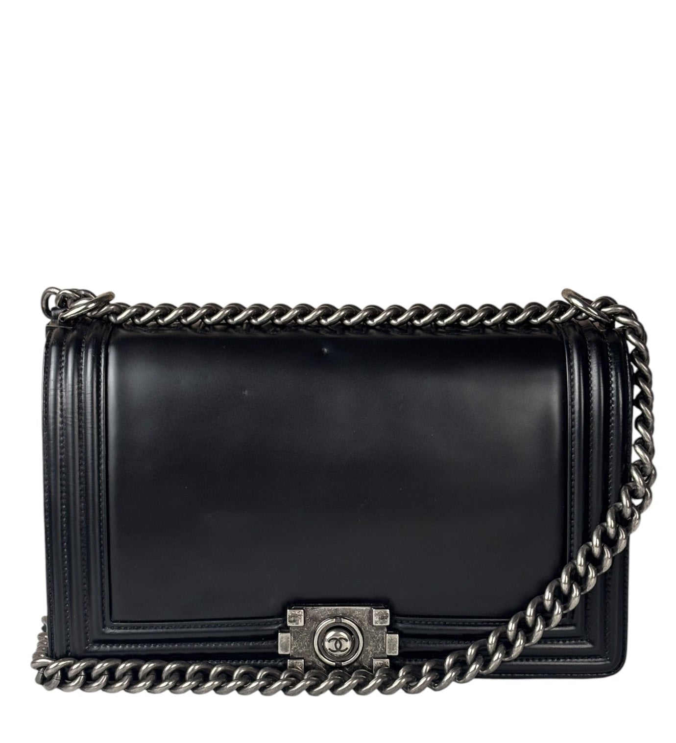 Chanel Black Calfskin Boy Flap Bag 2015