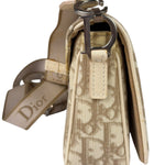 Christian Dior Beige Leather Trim Trotter Floral Embroidered Flap Bag