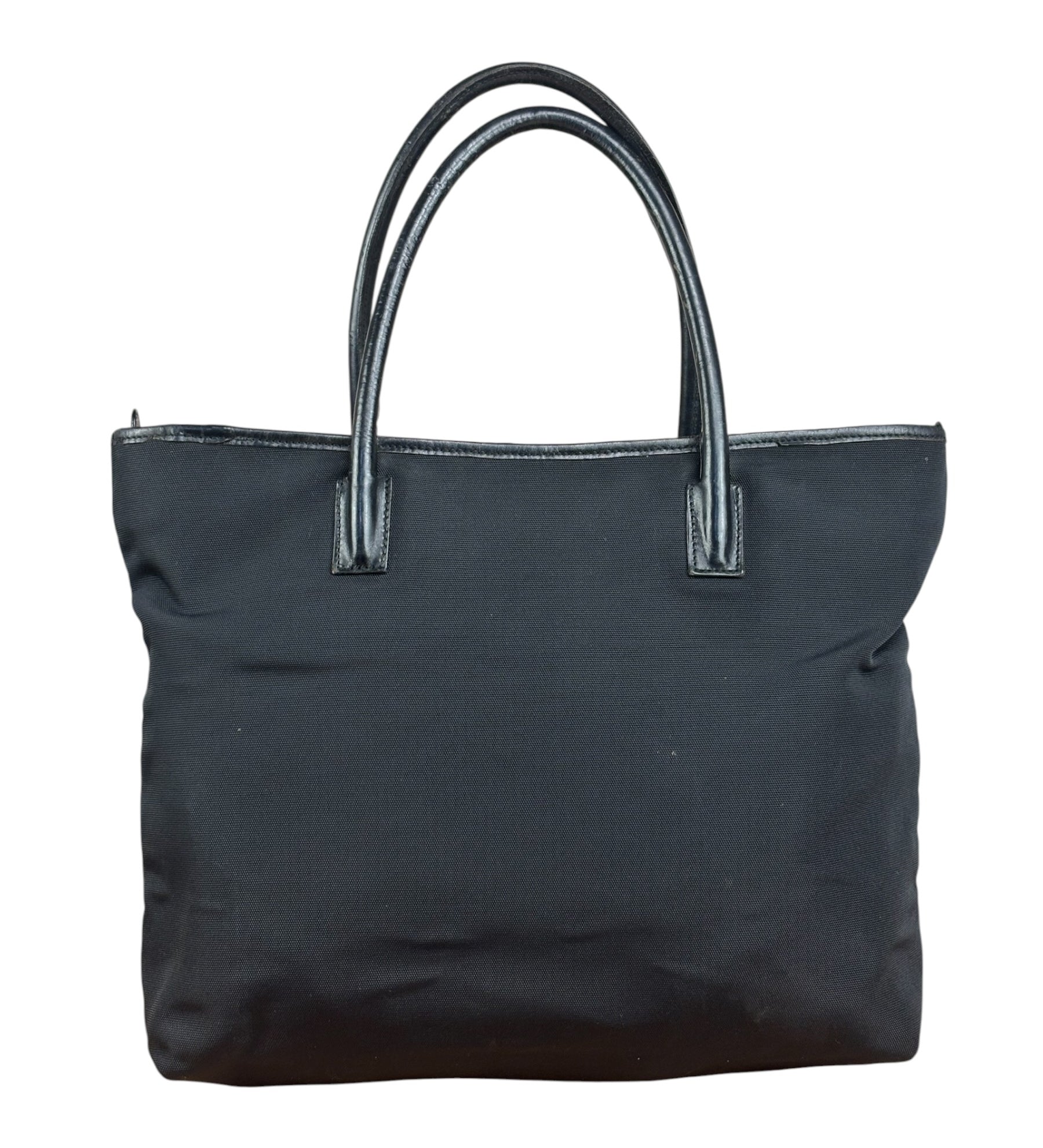 Gucci Vintage Black Nylon Leather Trim Tote Bag
