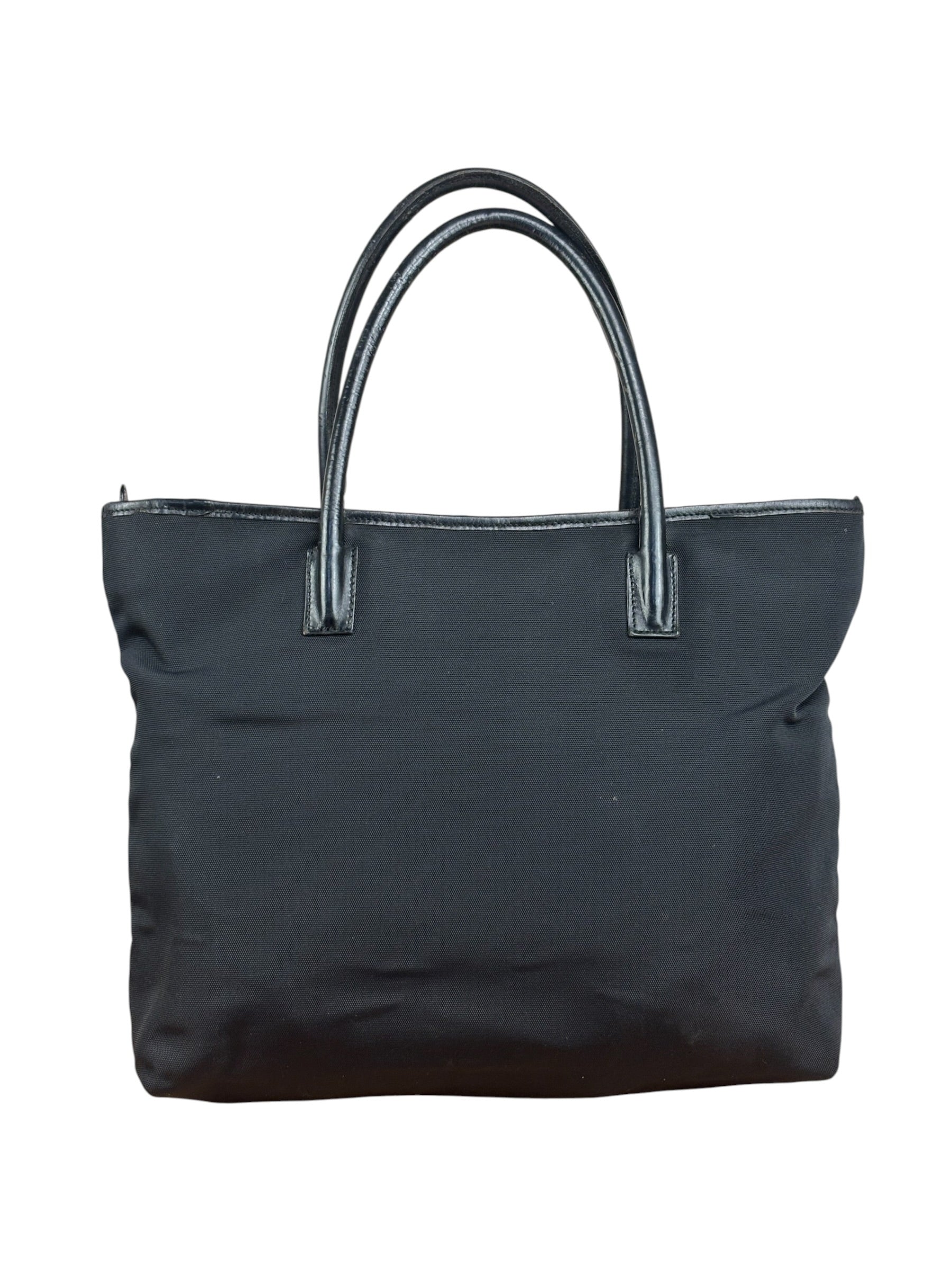 Gucci Vintage Black Nylon Leather Trim Tote Bag