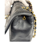 Chanel Vintage Black Leather Double Flap Shoulder Bag 1999