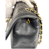 Chanel Vintage Black Leather Double Flap Shoulder Bag 1999