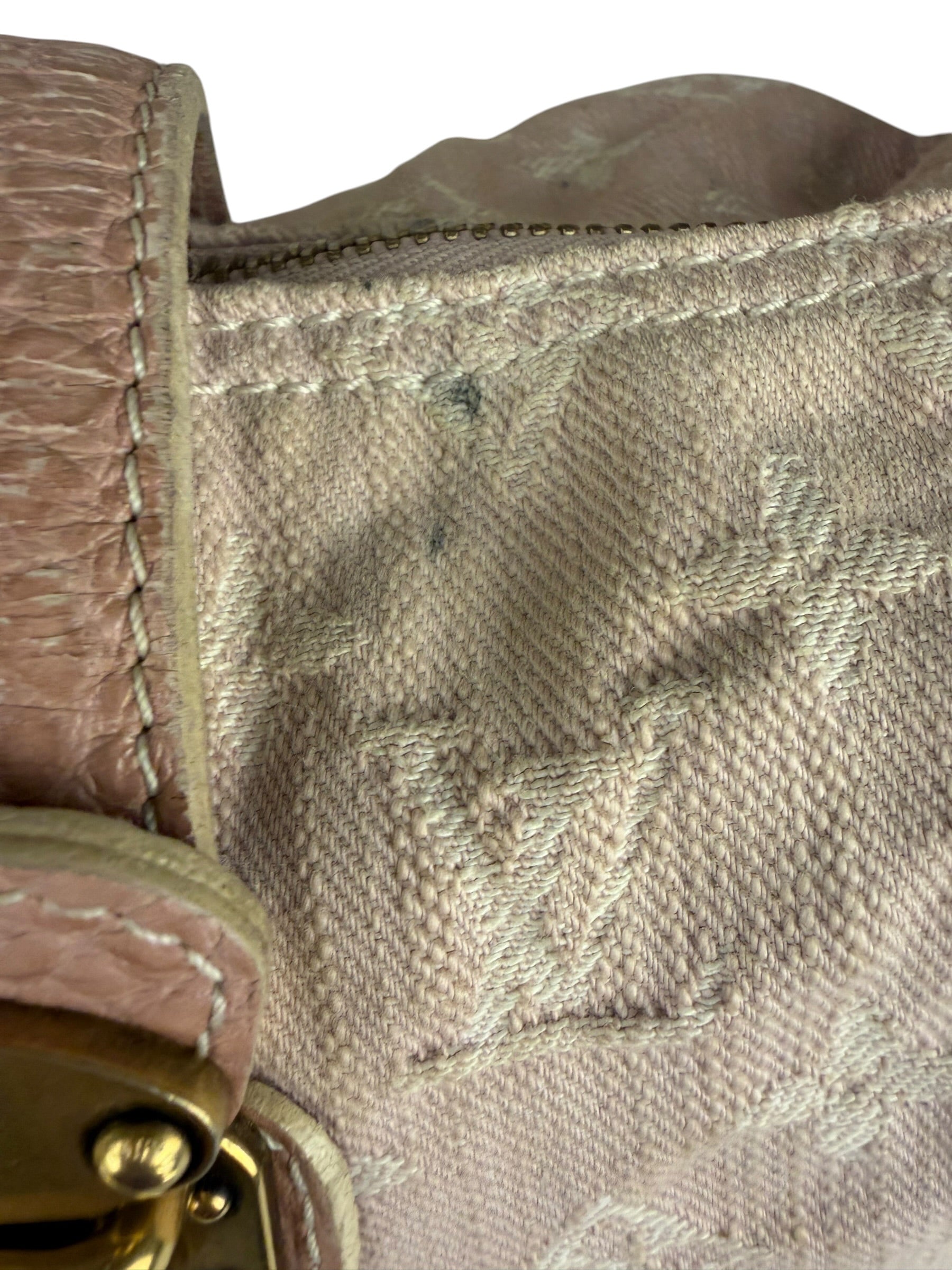 Louis Vuitton Vintage Rose Pink Monogram Denim Slightly Hobo Bag