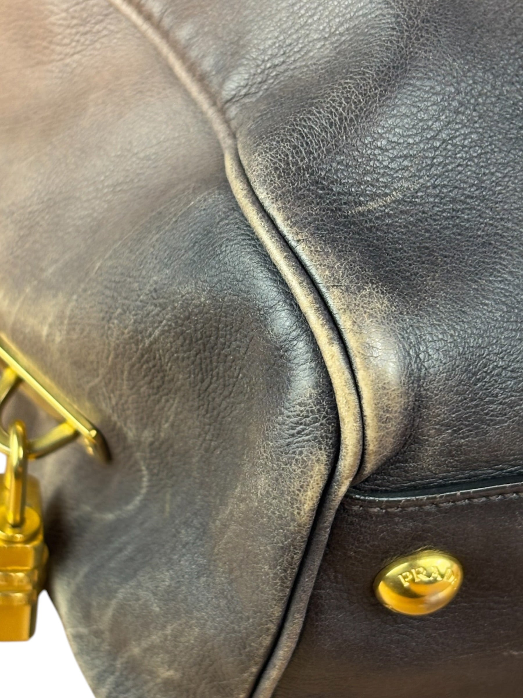 Prada Bicolor Cervo Ombre Leather Top Handle Bag