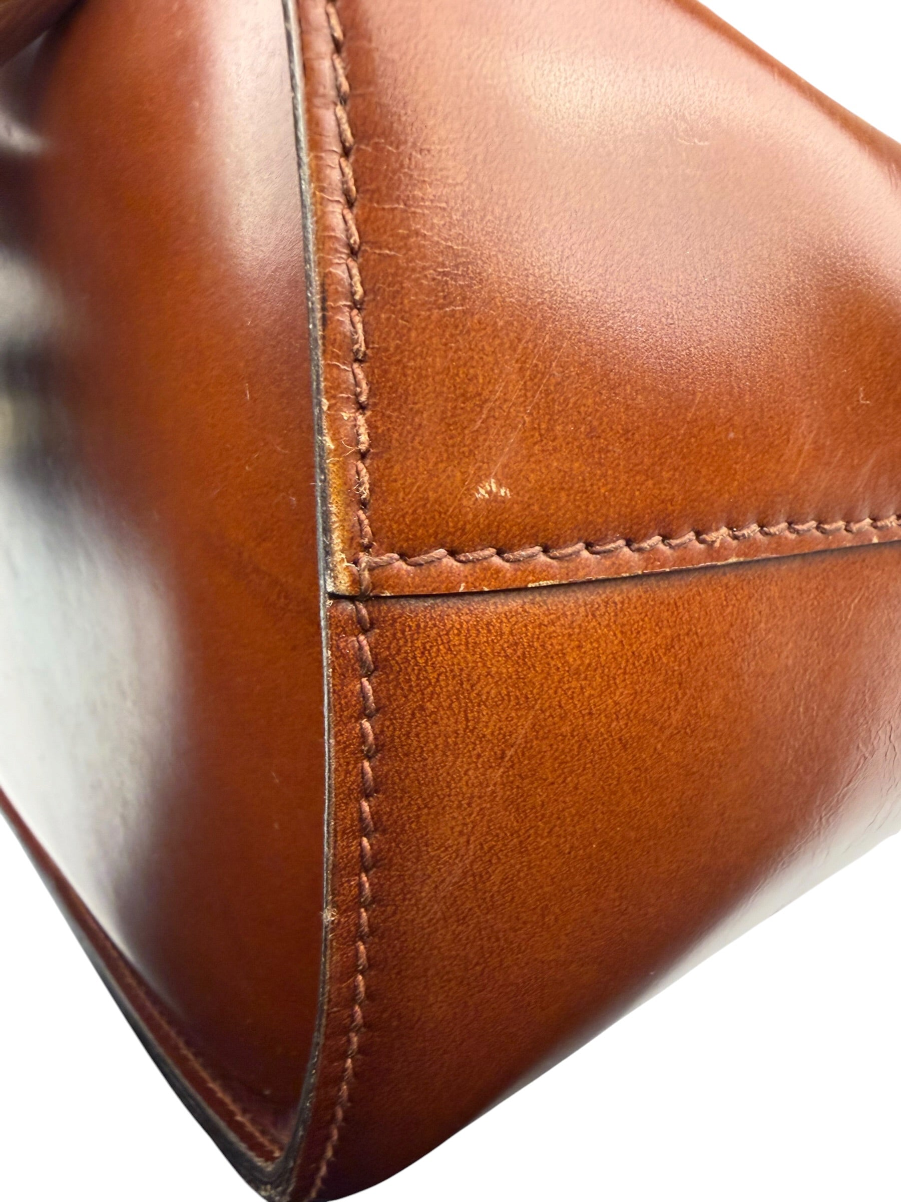 Celine Vintage Brown Leather Cinch Bucket Crossbody Bag