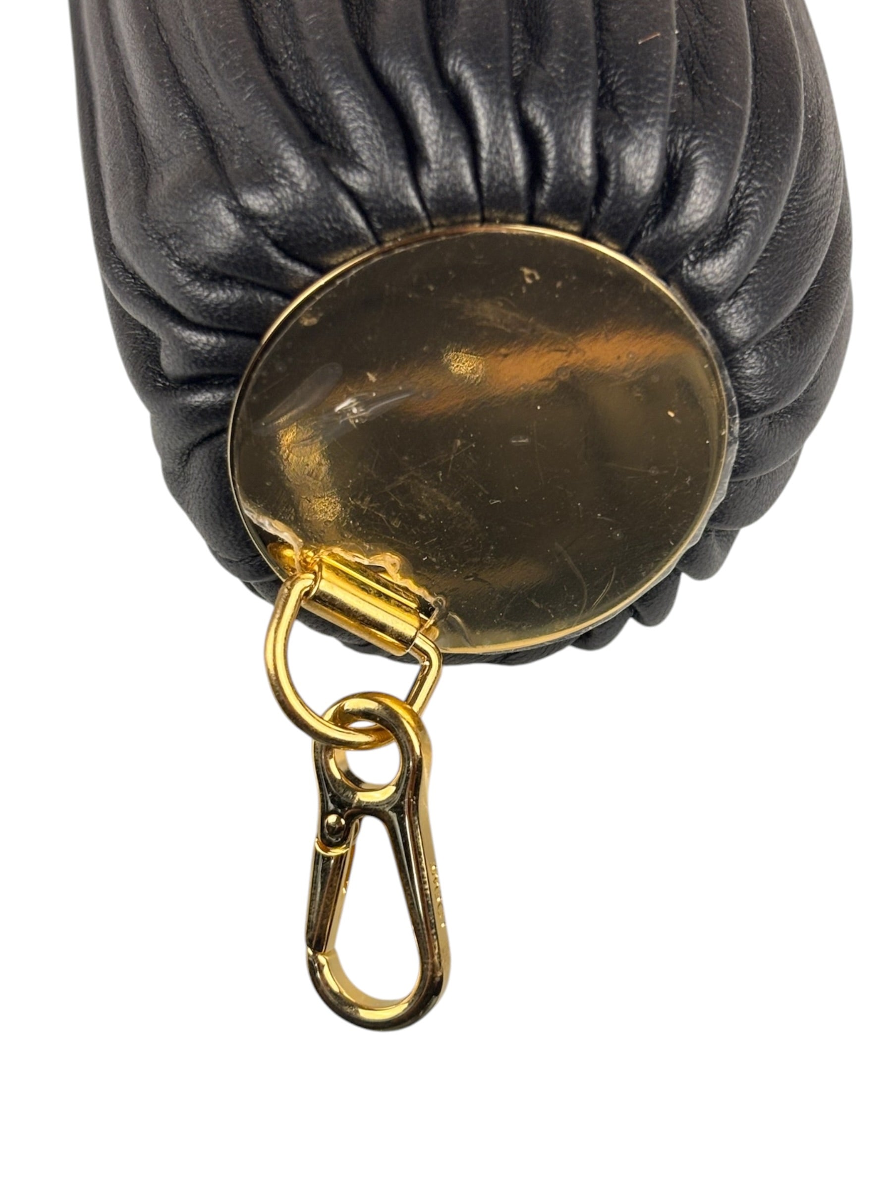 Loewe Leather Bracelet Pleated Pouch Bag Black