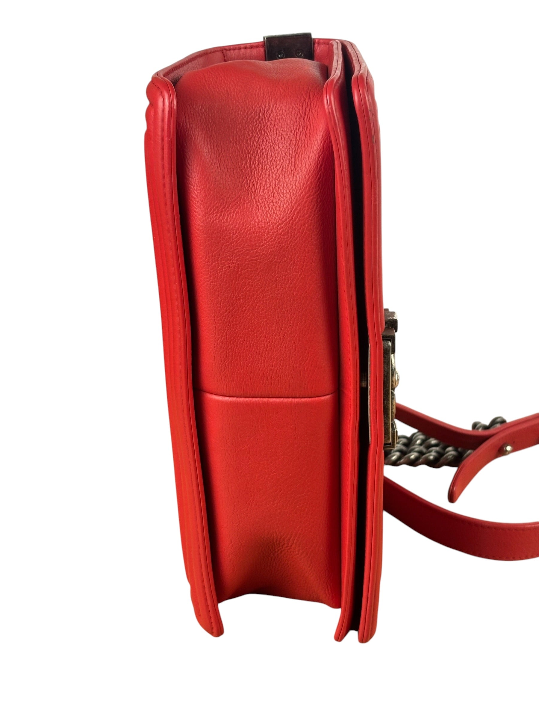 Chanel Red Quilted Lambskin Boy Flap Bag 2013