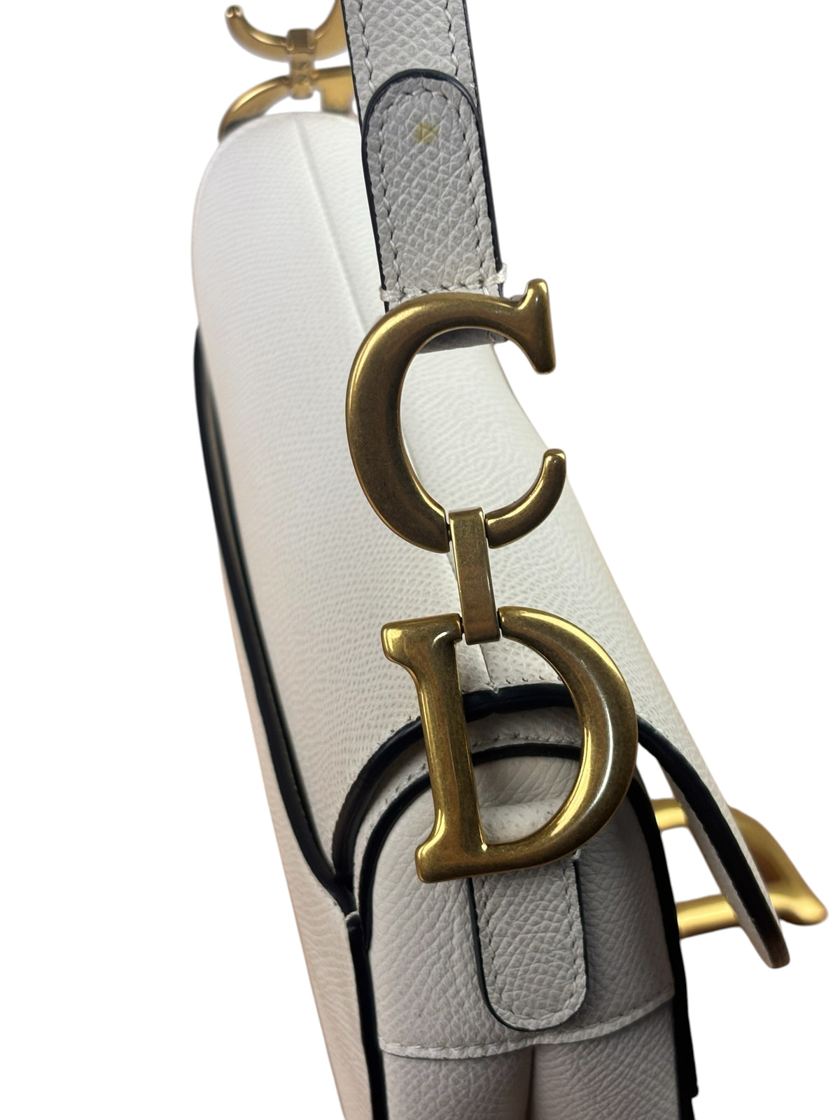 Christian Dior White Leather Saddle Handbag