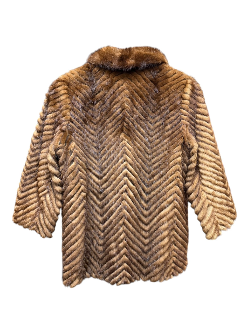 Vintage Hazel Brown Chevron Mink Fur Coat