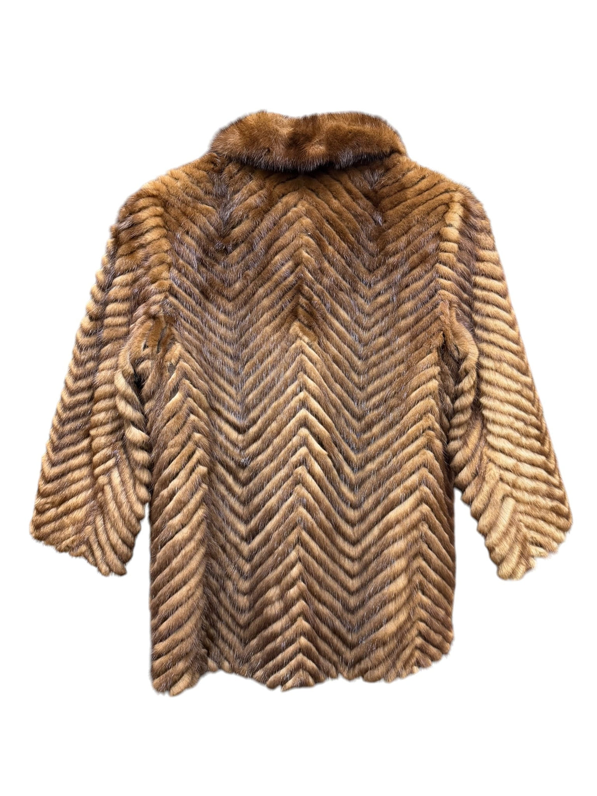 Vintage Hazel Brown Chevron Mink Fur Coat
