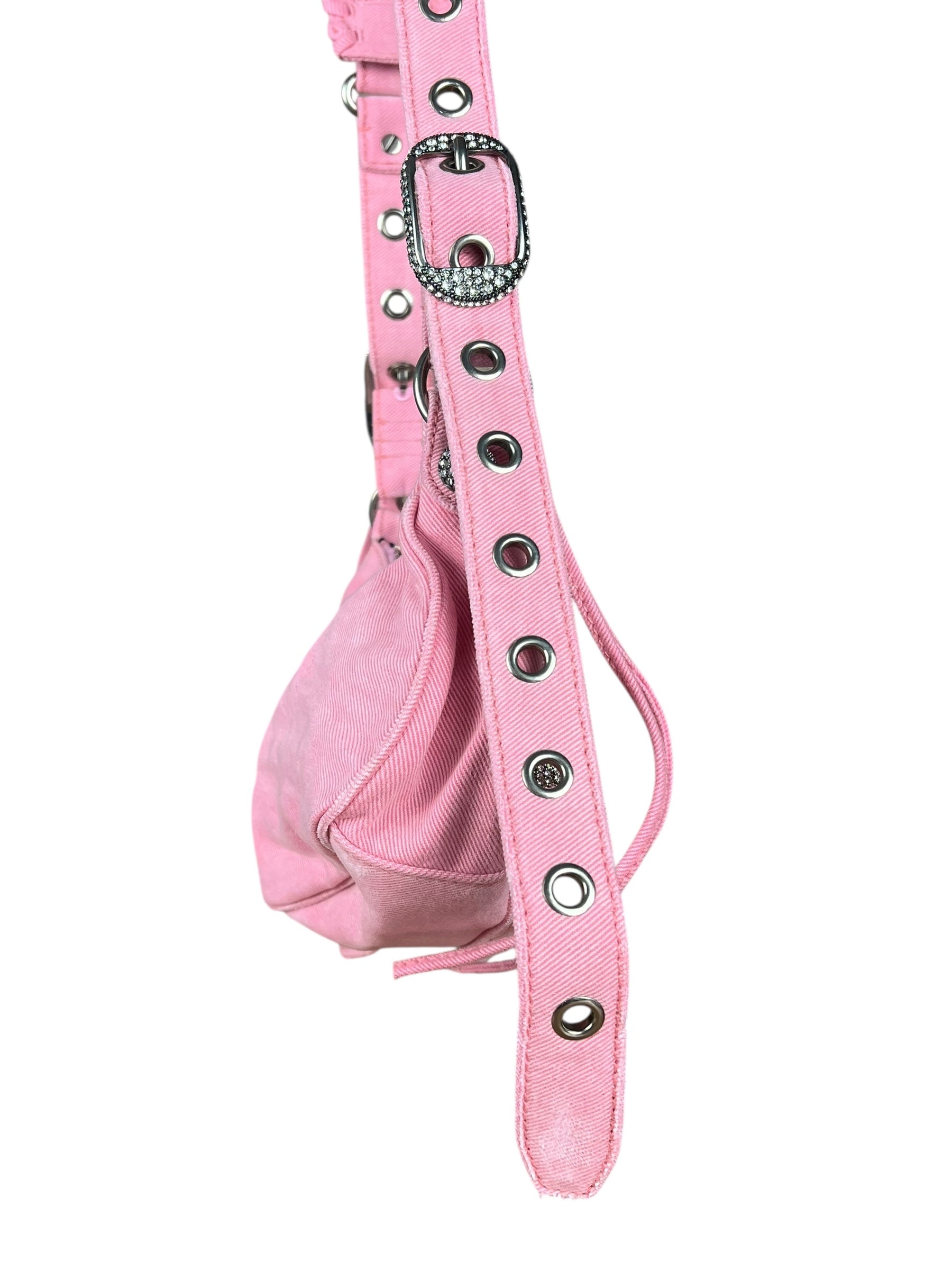 Balenciaga Pink Denim Le Cagole Shoulder Bag