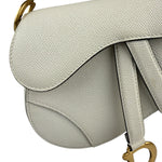 Christian Dior White Leather Saddle Hand Bag