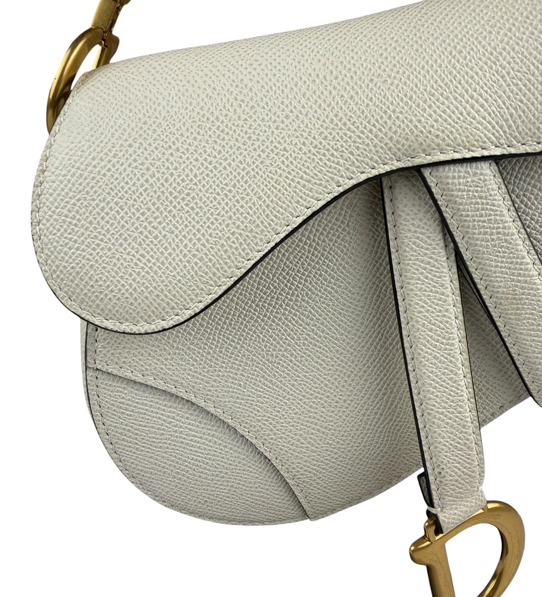 Christian Dior White Leather Saddle Hand Bag