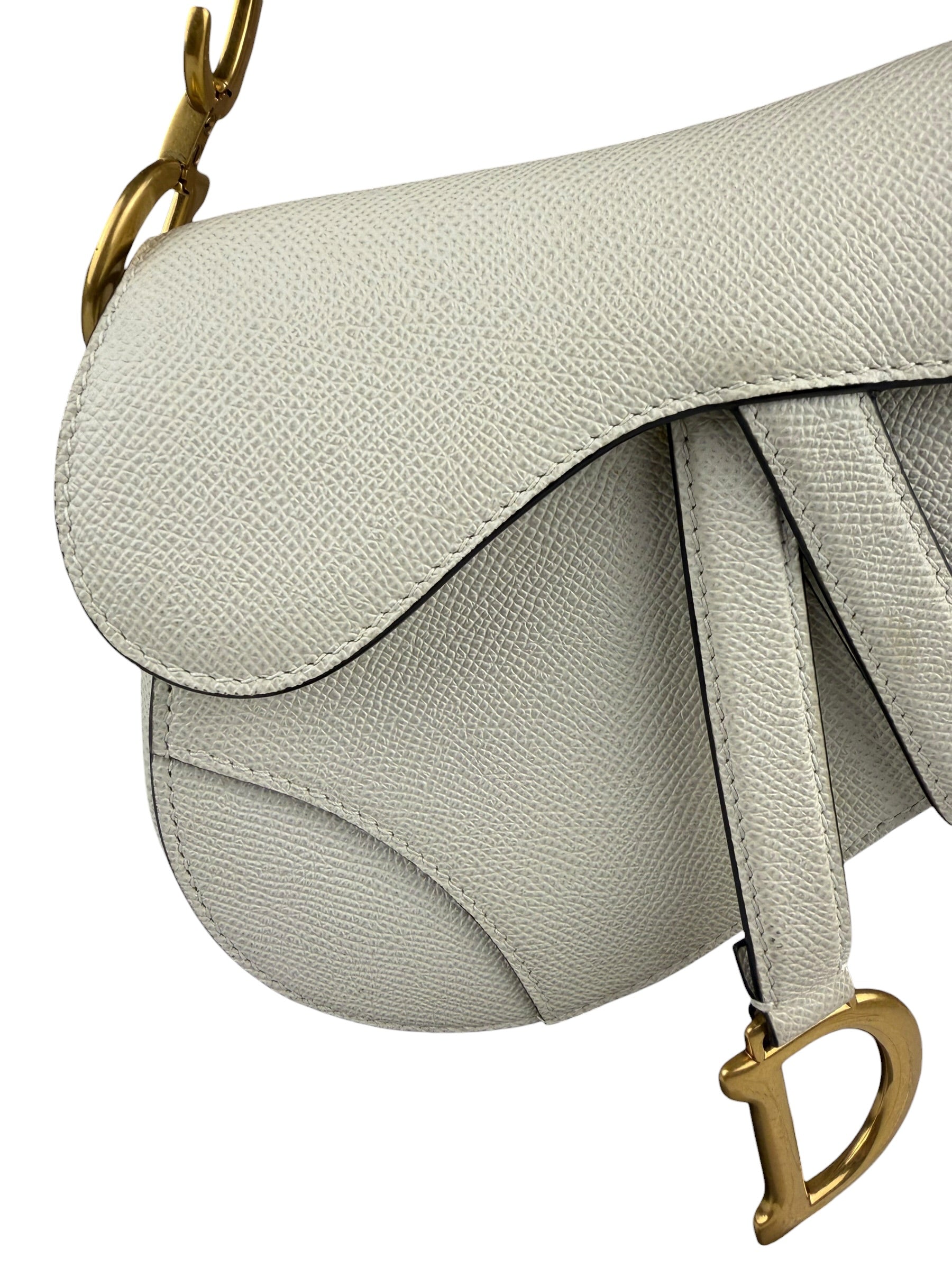 Christian Dior White Leather Saddle Hand Bag