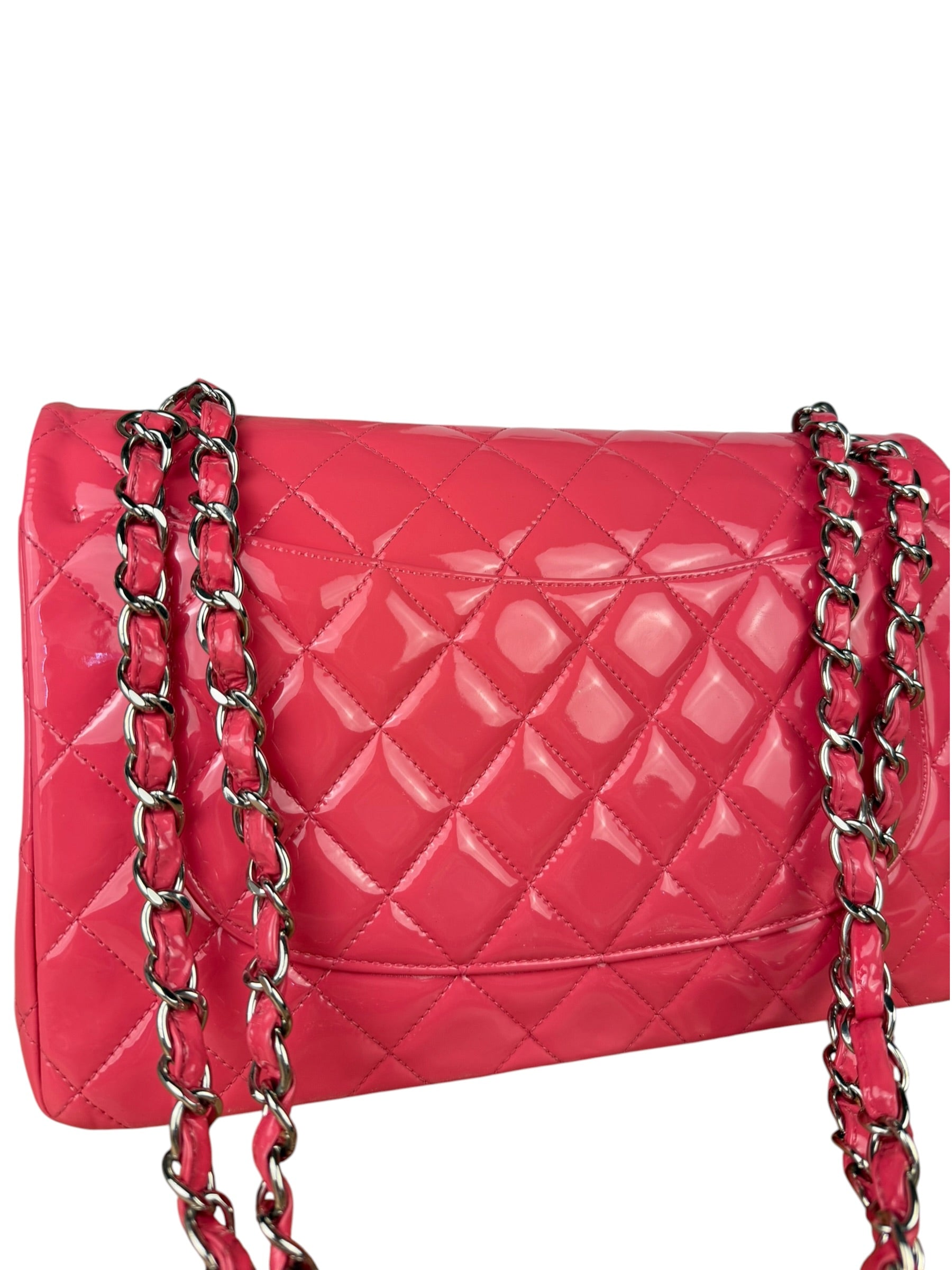 Chanel Pink Patent Leather Double Flap Bag 2012