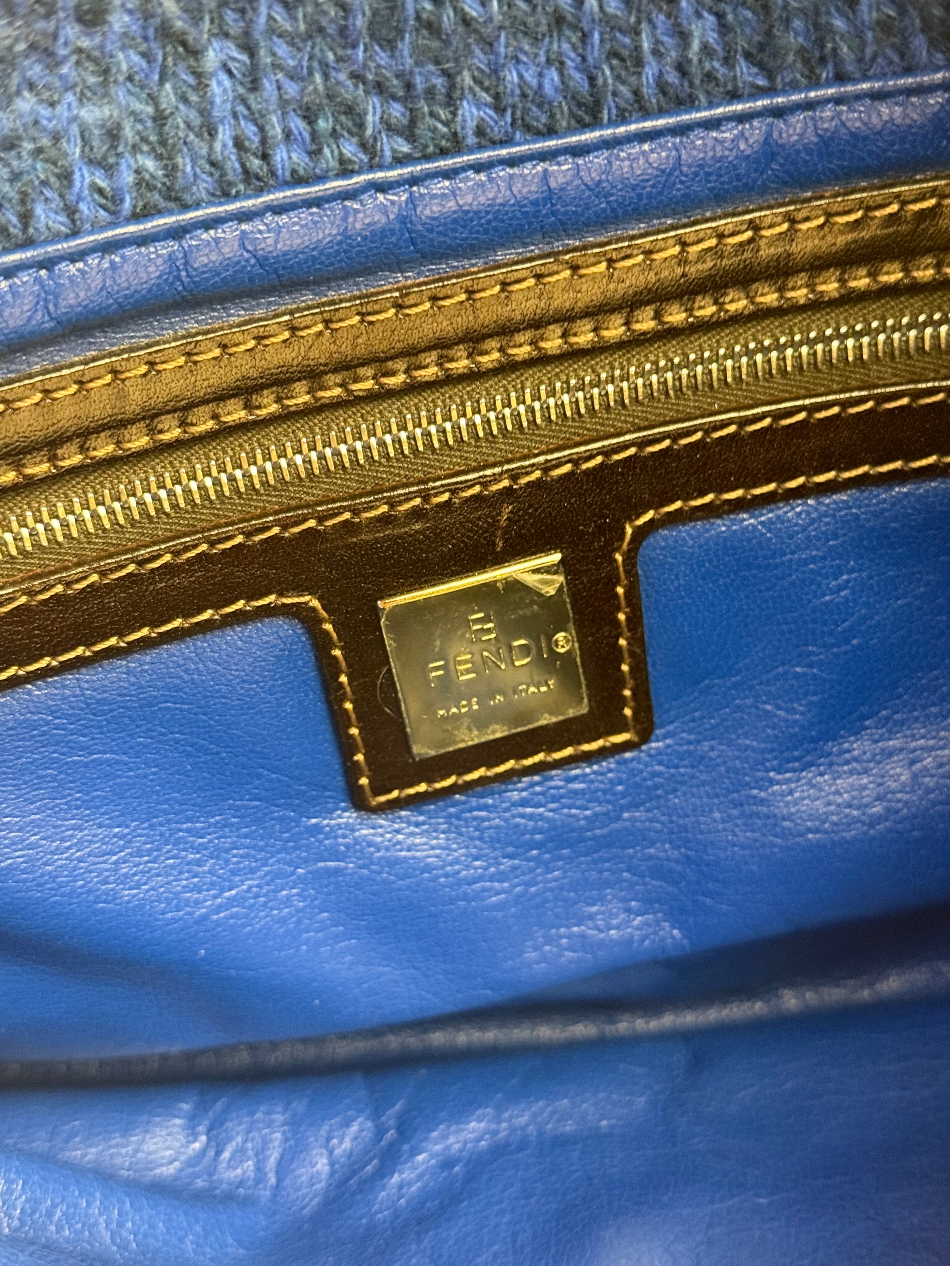 Fendi Vintage Blue Cashmere Baguette