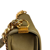 Chanel Olive Green Quilted Caviar Boy Flap Bag 2017