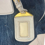 Prada Denim White Leather Trim Saffiano Handbag