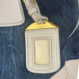 Prada Denim White Leather Trim Saffiano Handbag