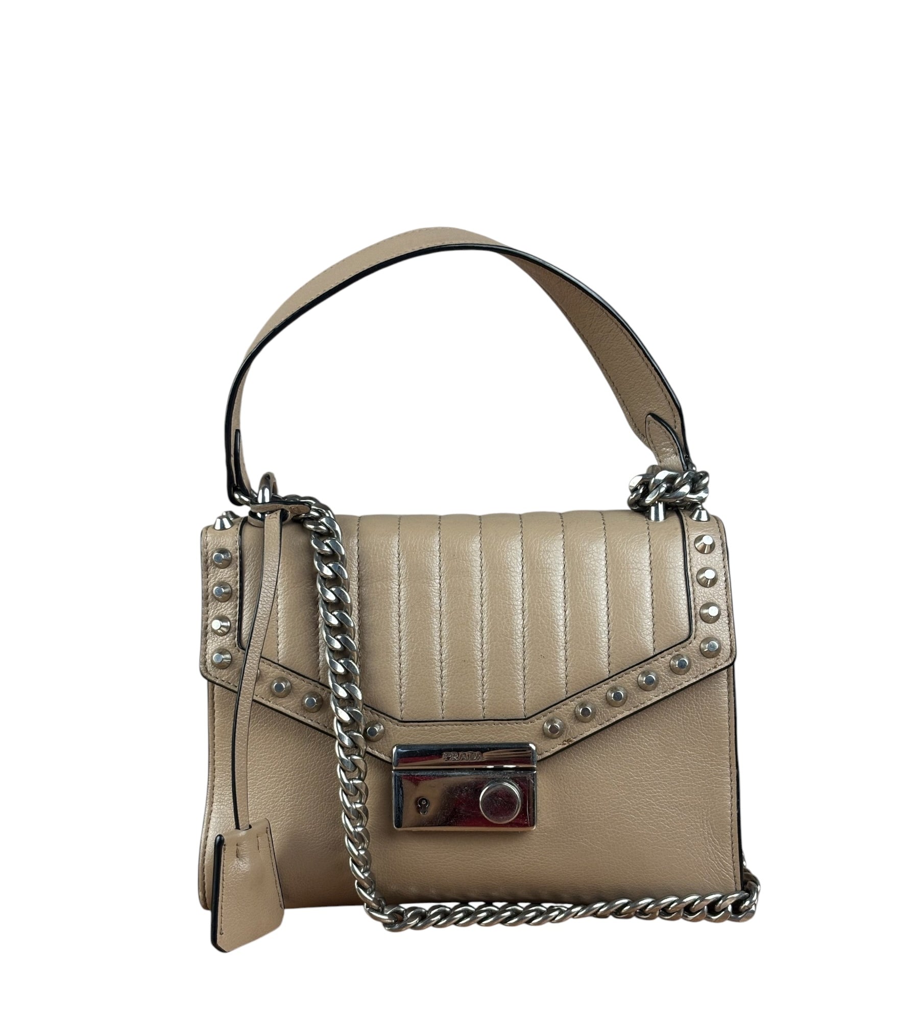 Prada Studded Glace Calf Cross Body