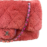 Chanel Coral Terry Cloth Quilted Jumbo Single Flap Shoulder Bag2020