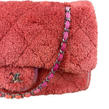 Chanel Coral Terry Cloth Quilted Jumbo Single Flap Shoulder Bag2020