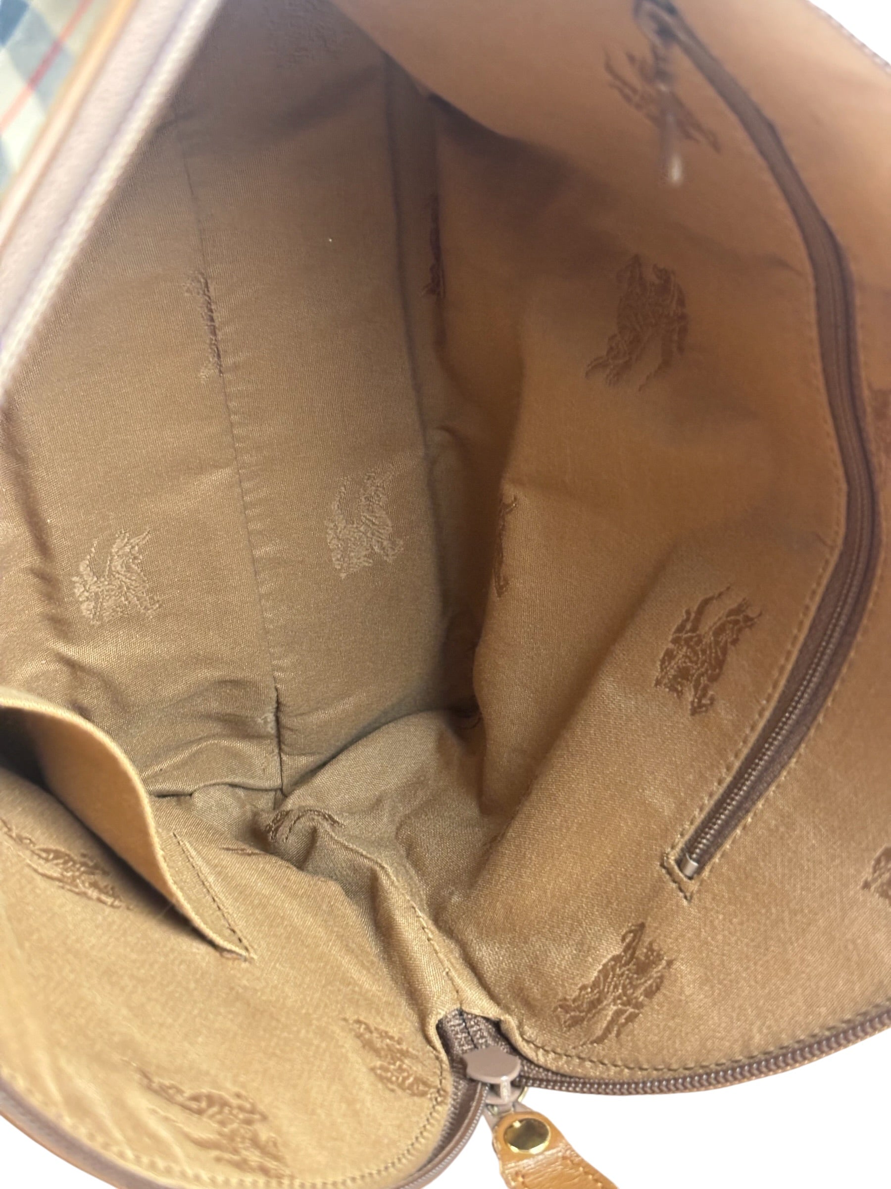 Burberry Vintage House Haymarket Check Dome Satchel Handbag