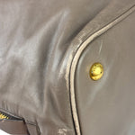 Prada Neutral Taupe Vitello Daino Leather Side Zip Large Shopper Tote
