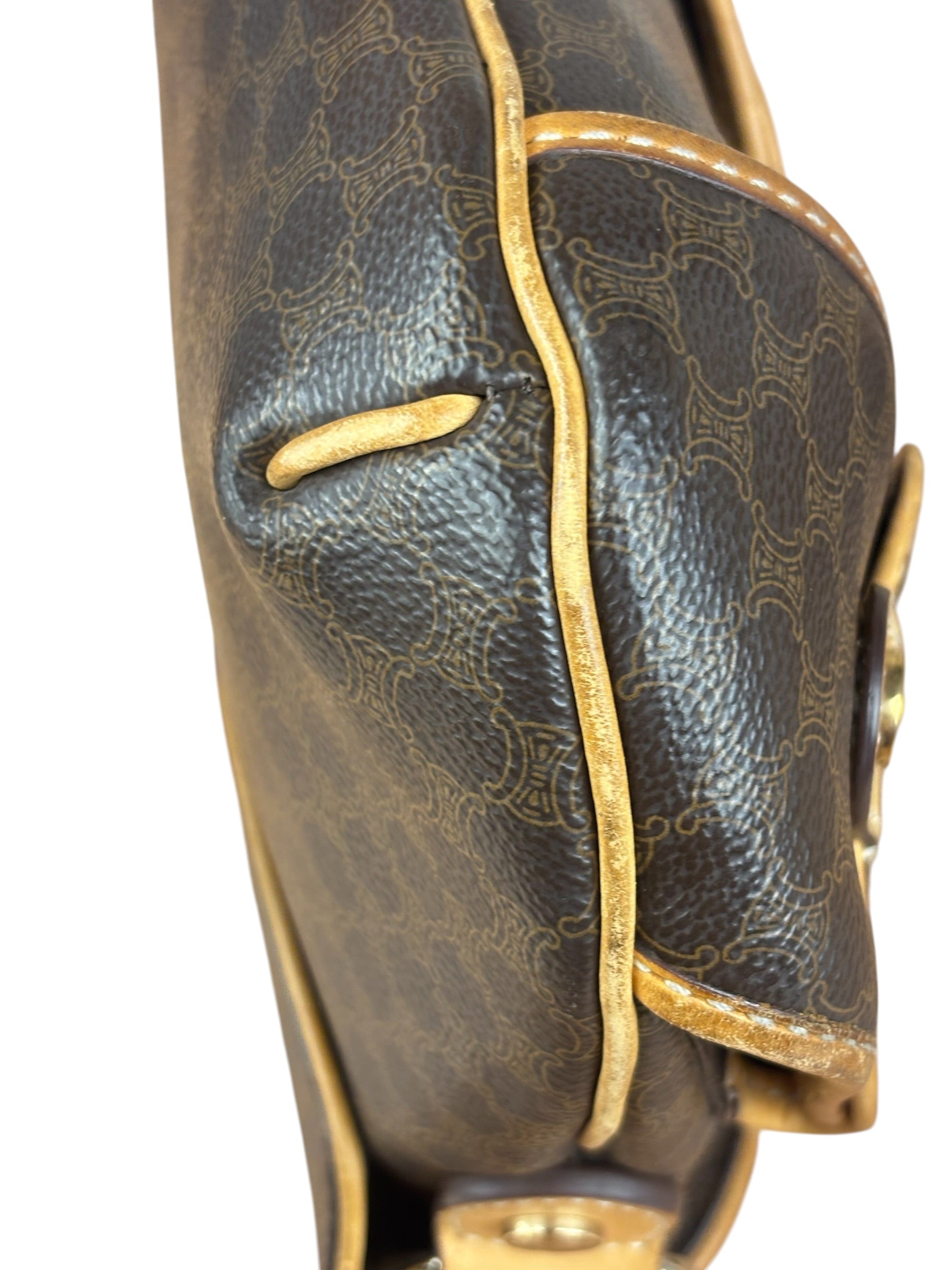 Celine Vintage Leather Macadam Double Pocket Shoulder Bag