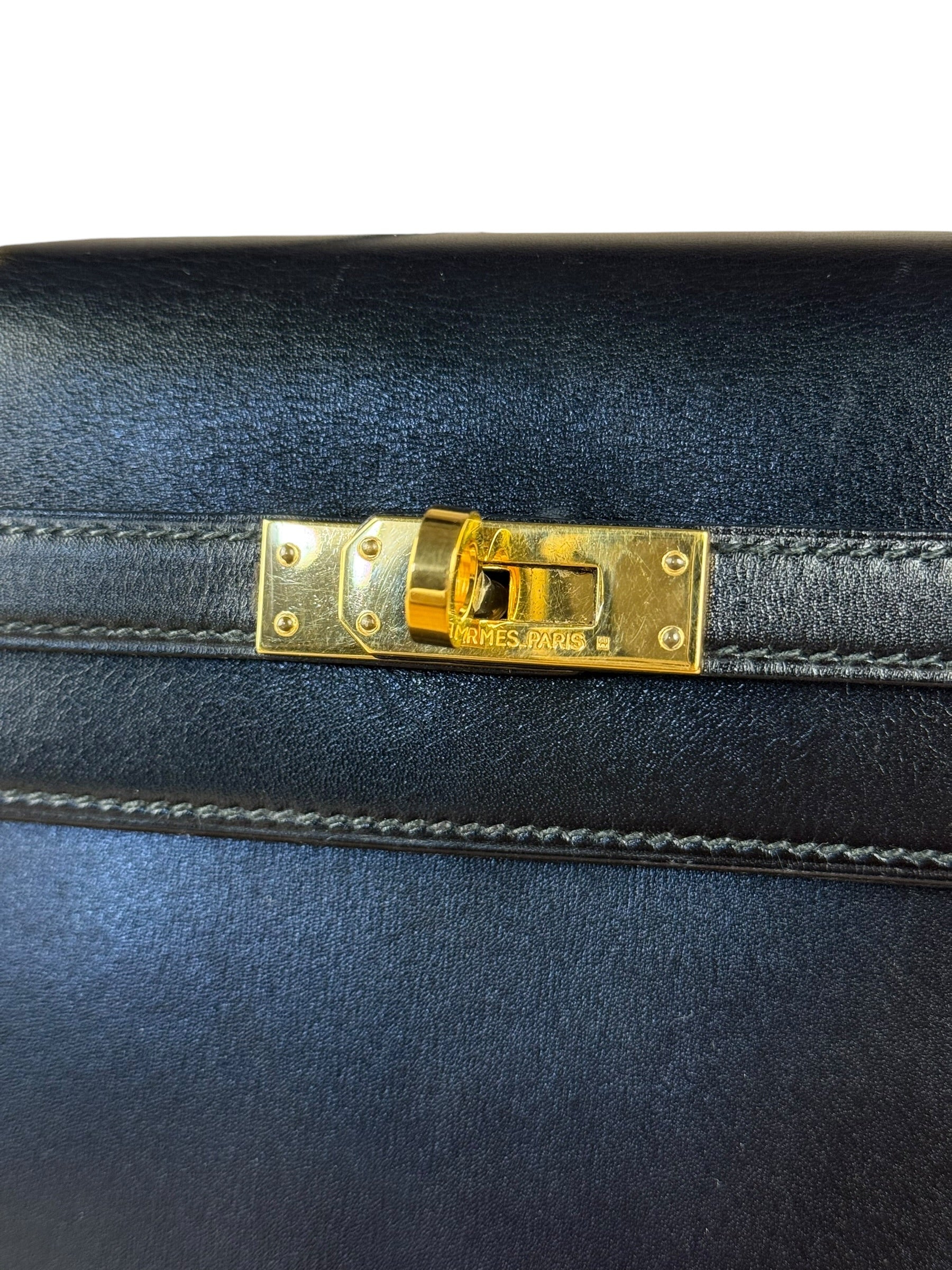 Hermes Black Mini Kelly 20 Box Calf 1991