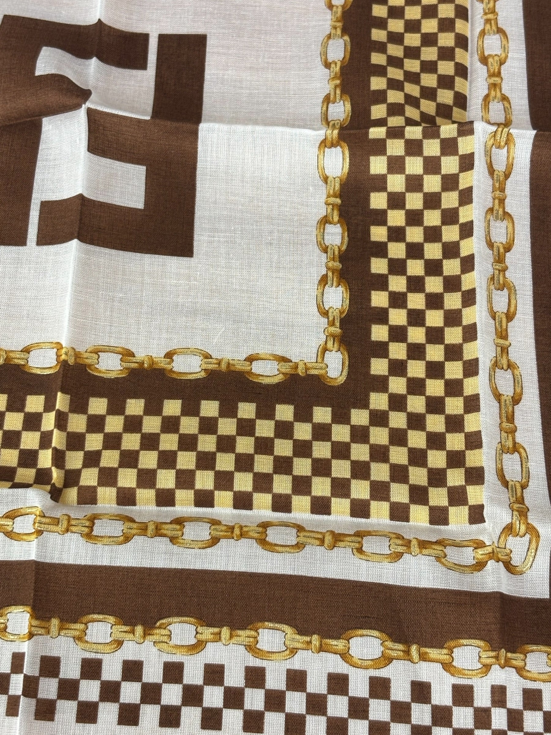 Fendi Vintage Chain Zucca Monogram Handkerchief Scarf