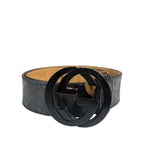 Gucci Black GG Imprime Canvas Interlocking GG Belt