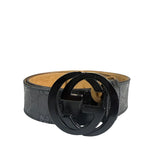 Gucci Black GG Imprime Canvas Interlocking GG Belt