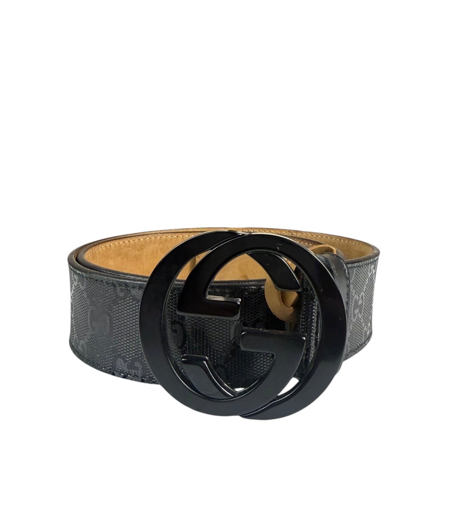 Gucci Black GG Imprime Canvas Interlocking GG Belt