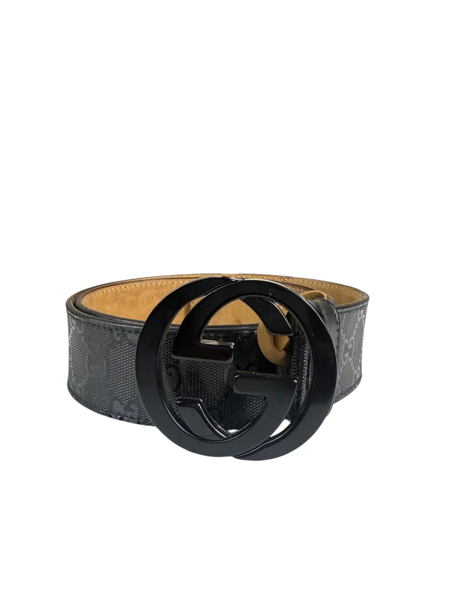 Gucci Black GG Imprime Canvas Interlocking GG Belt