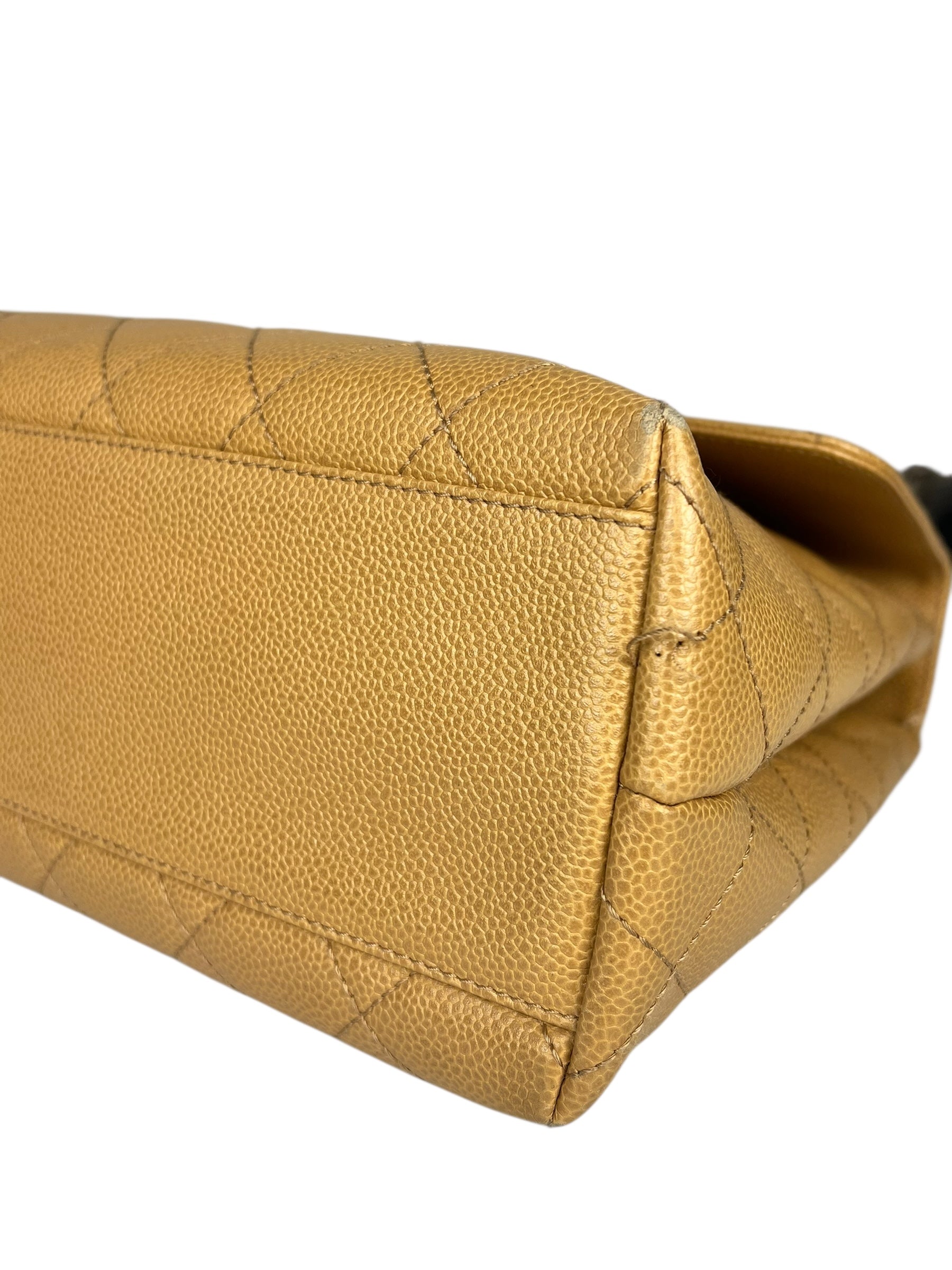 Chanel Beige Calfskin Kelly Top Handle Bag 2001