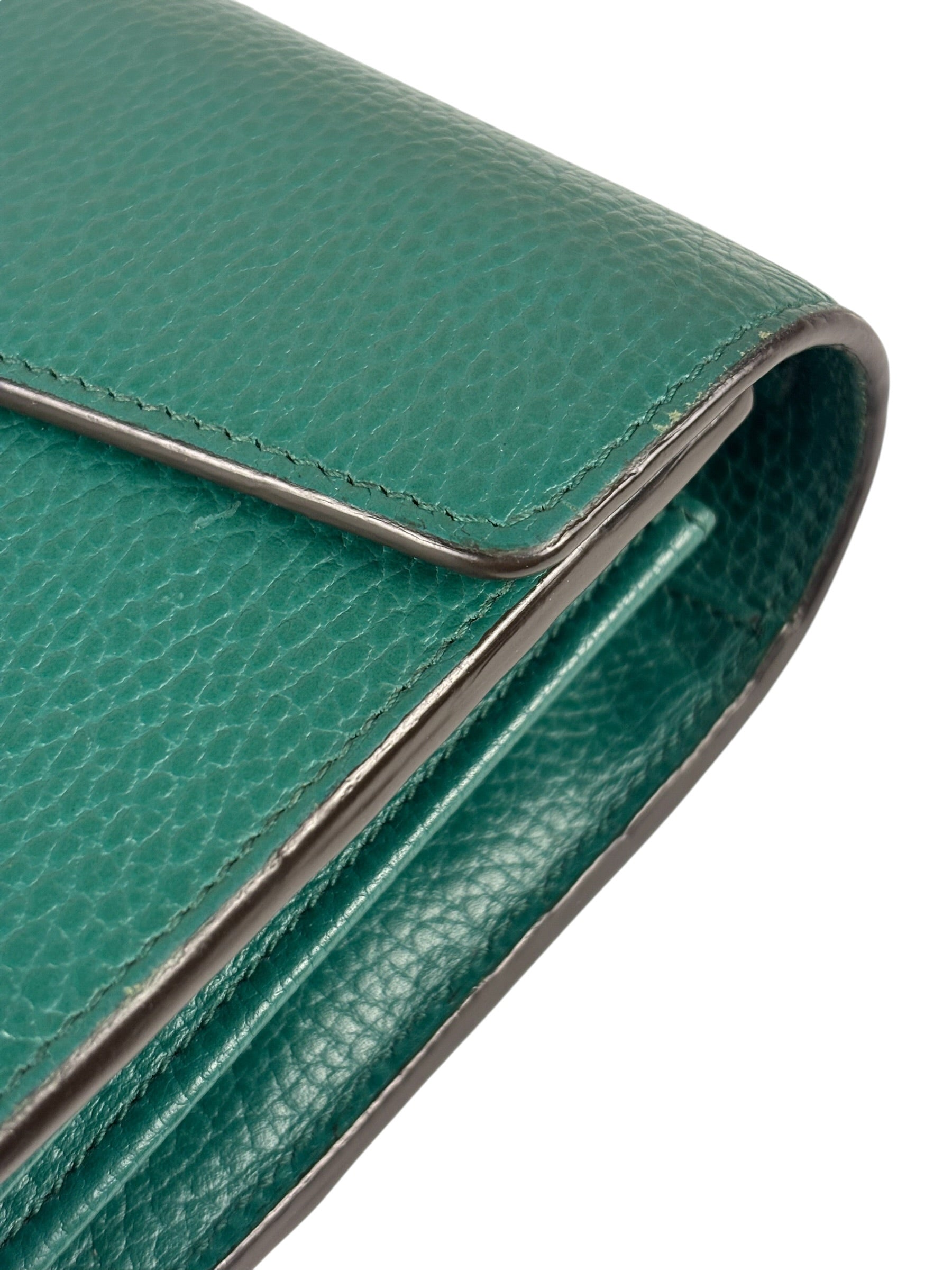 Gucci Green Leather Crystal Embellished Dionysus Chain Bag