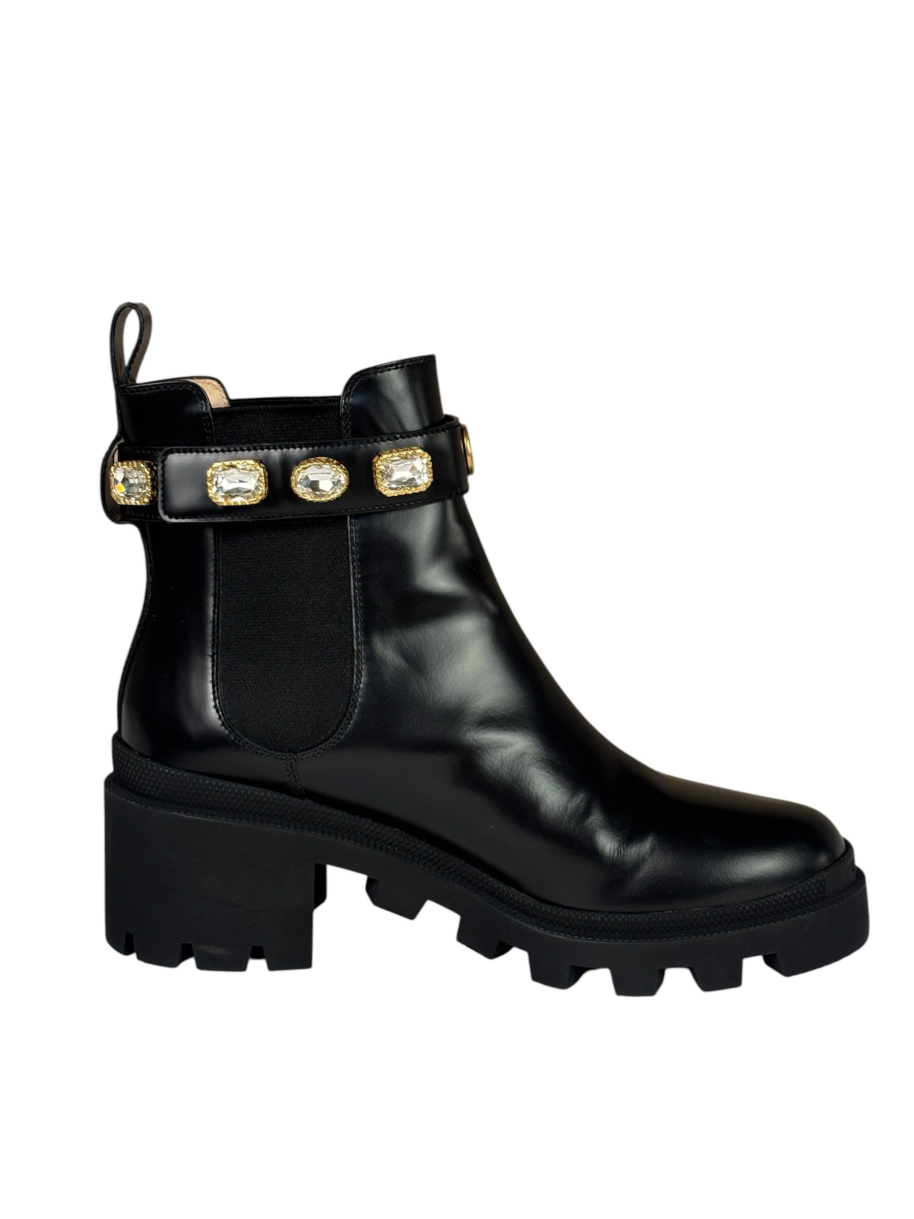 Gucci Black Kingsnake Leather Chelsea Ankle Boots