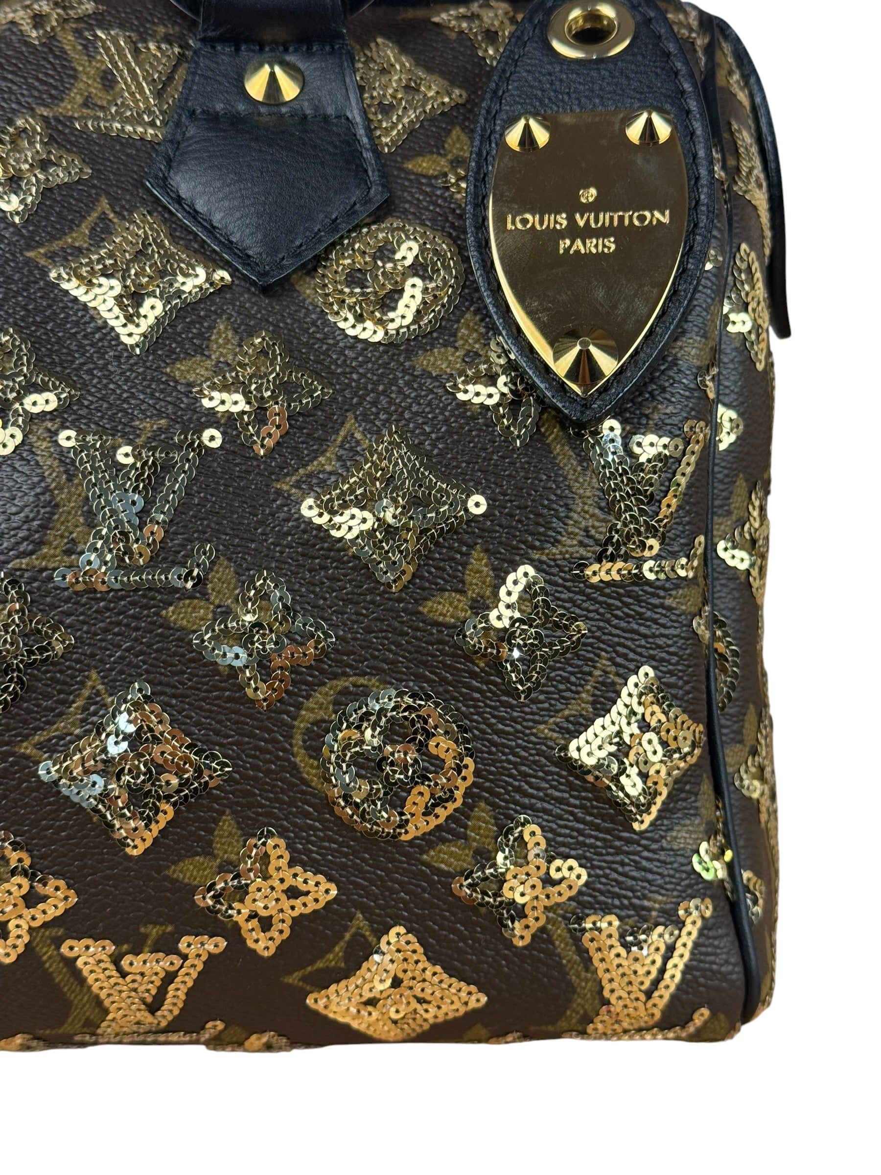 Louis Vuitton Gold Sequins Monogram Speedy Eclipse 30