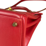 Hermes Kelly 32 Courchevel Rouge Vif Gold Handbag 1997