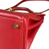 Hermes Kelly 32 Courchevel Rouge Vif Gold Handbag 1997
