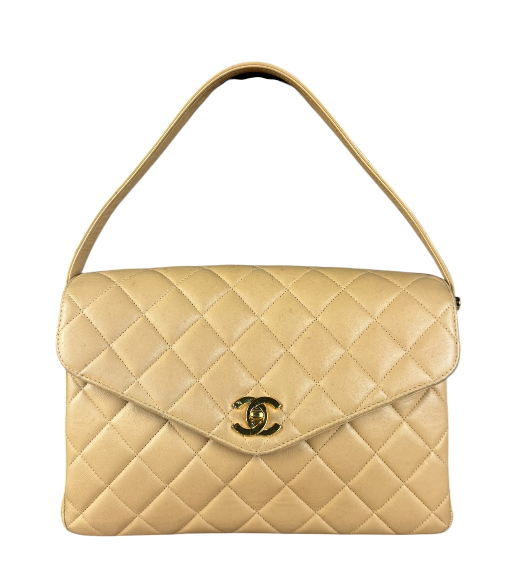 Chanel M Beige Lambskin Envelope Flap 1997