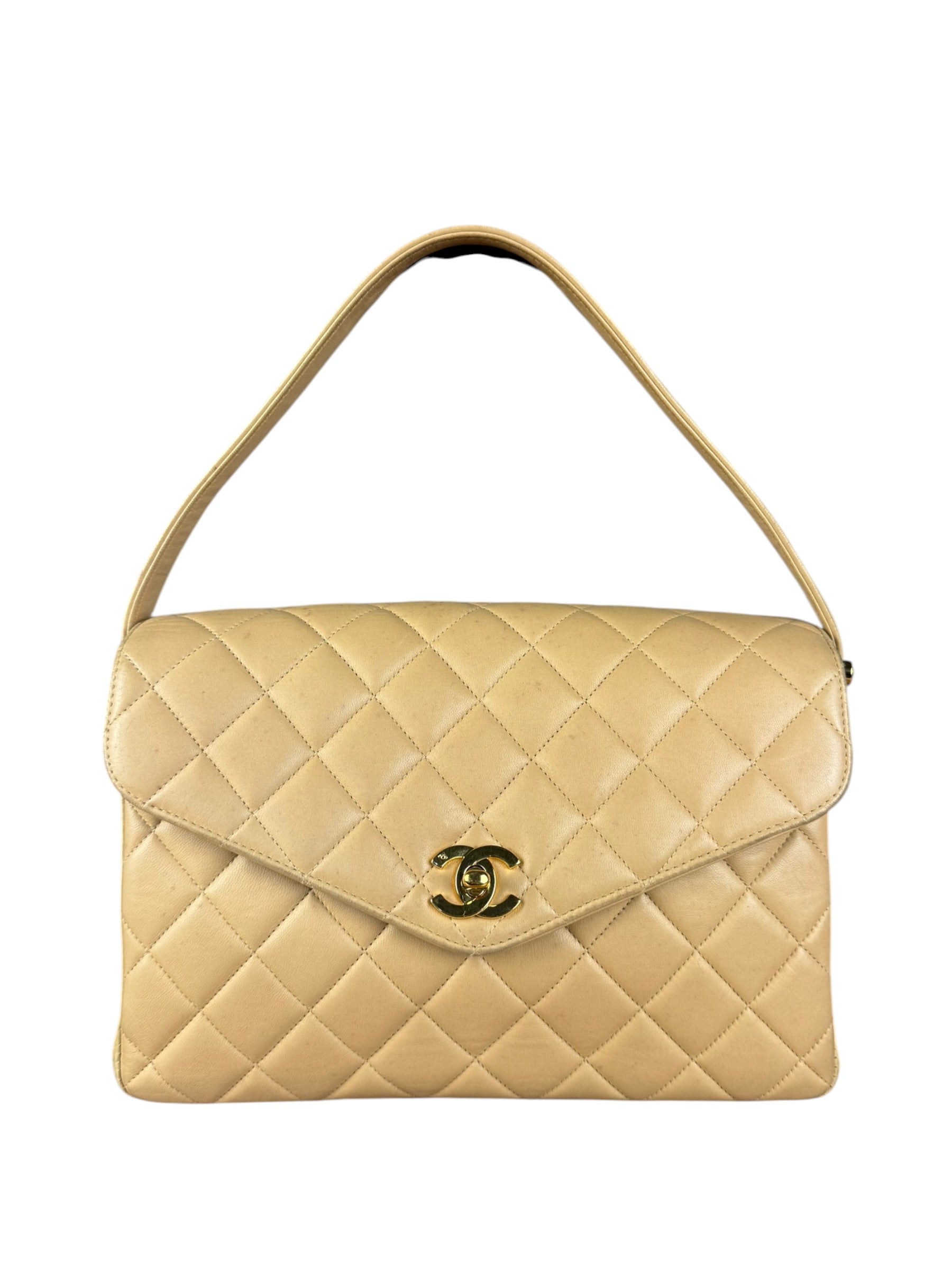Chanel M Beige Lambskin Envelope Flap 1997